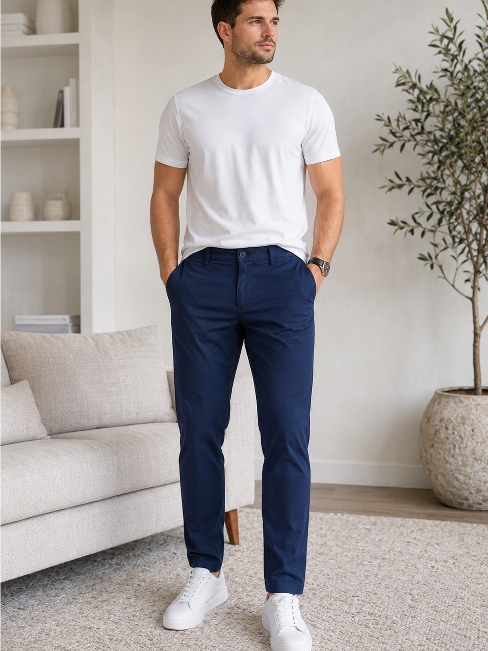 Calvin Klein Men's Navy Slim Straight Chinos